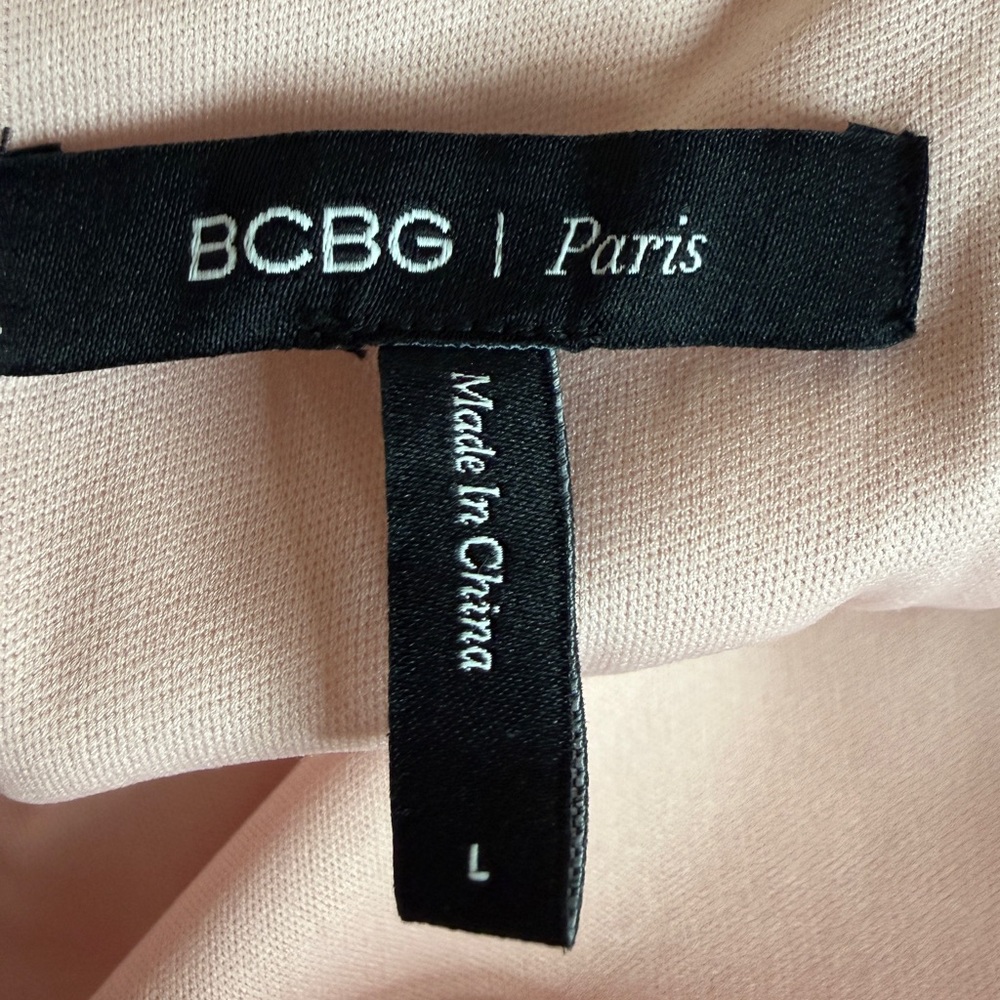 BCBG Paris Blush Pink Ruffle Strap Fit & Flare Dress Size L - Picture 9 of 12